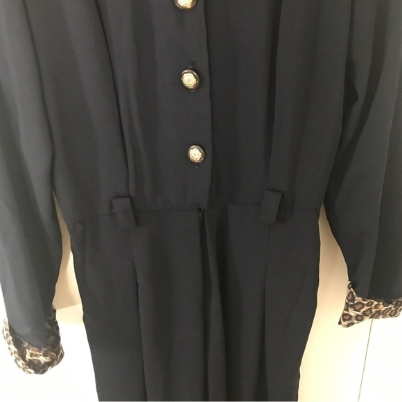 Vintage animal print black long sleeve jumpsuit - Picture 4 of 11
